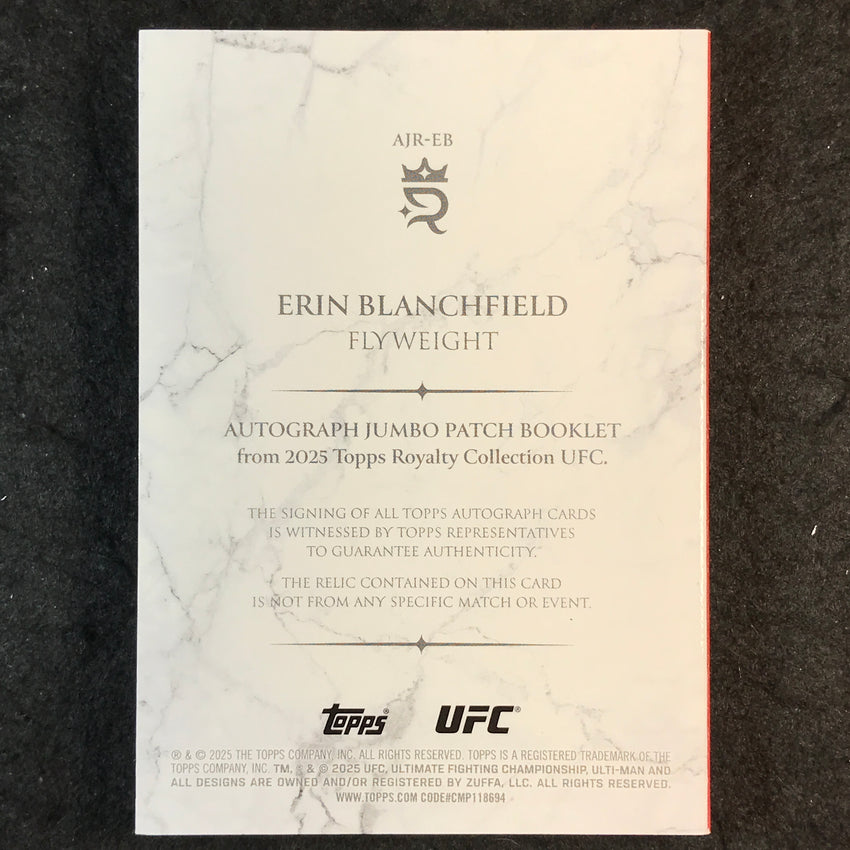 2025 Topps Royalty UFC ERIN BLANCHFIELD Autograph Jumbo Patch Booklet 10/25
