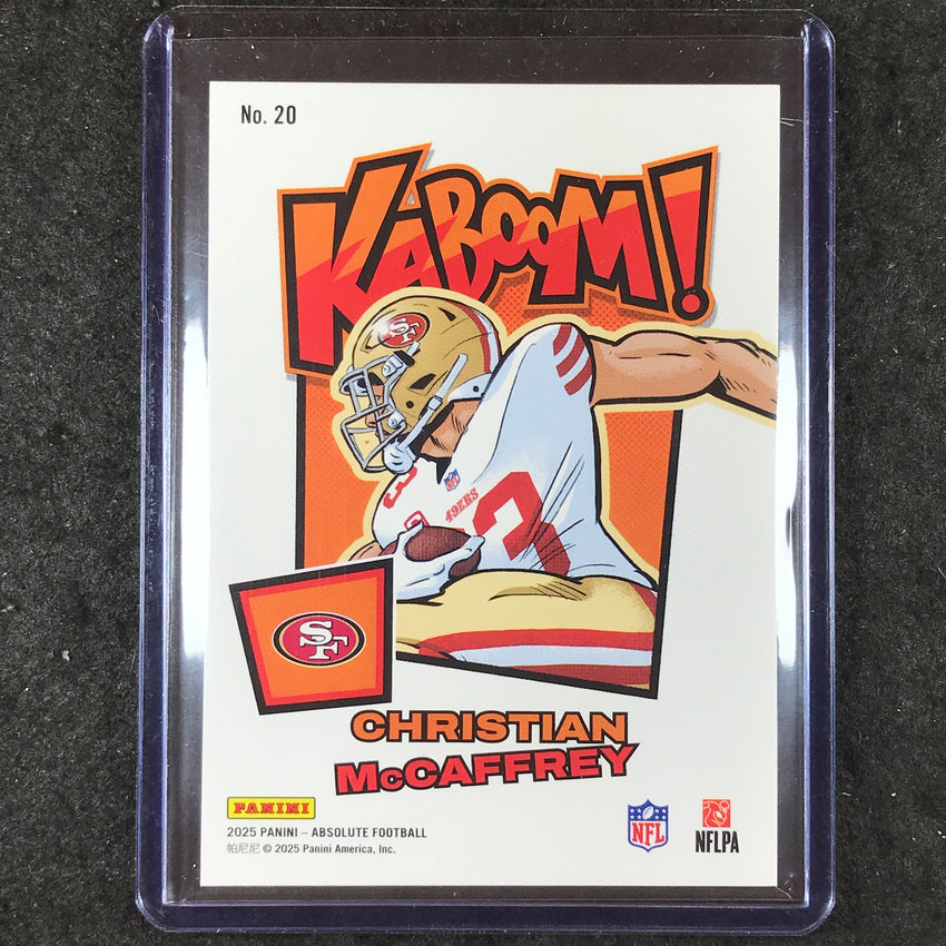 2025 Absolute Football CHRISTIAN MCCAFFREY Kaboom Vertical SSP Green 1/1 #20
