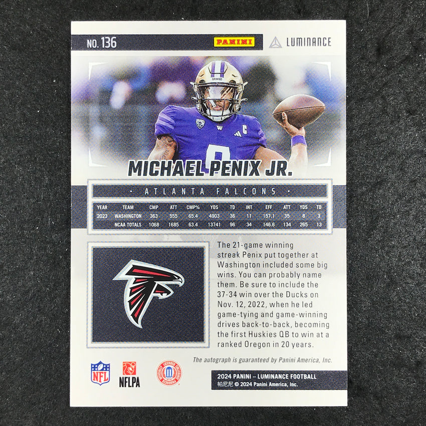 2024 Luminance Football MICHAEL PENIX JR. Rookie Luminance Auto Green 19/25 #136