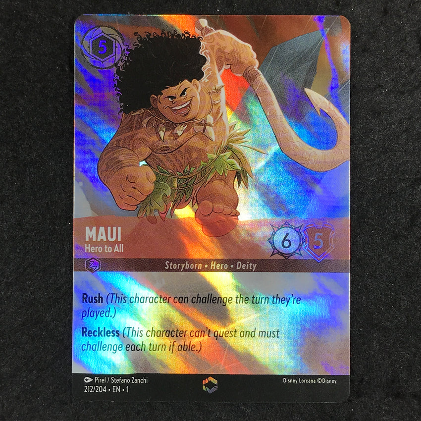 maui lorcana card ENCHANTED Maui - Hero to All - 212/204 - Enchanted