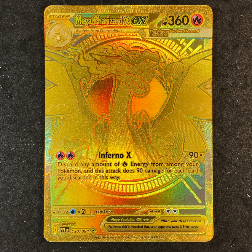 (A) [ GOLD ] Mega Charizard X ex - 130/094 - Mega Hyper Rare Pokemon Phantasmal Flames