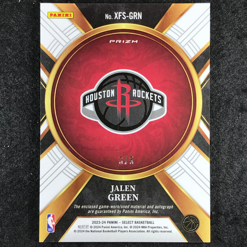 2023-24 Select JALEN GREEN X-Factor Memorabilia Patch Auto Green 3/5