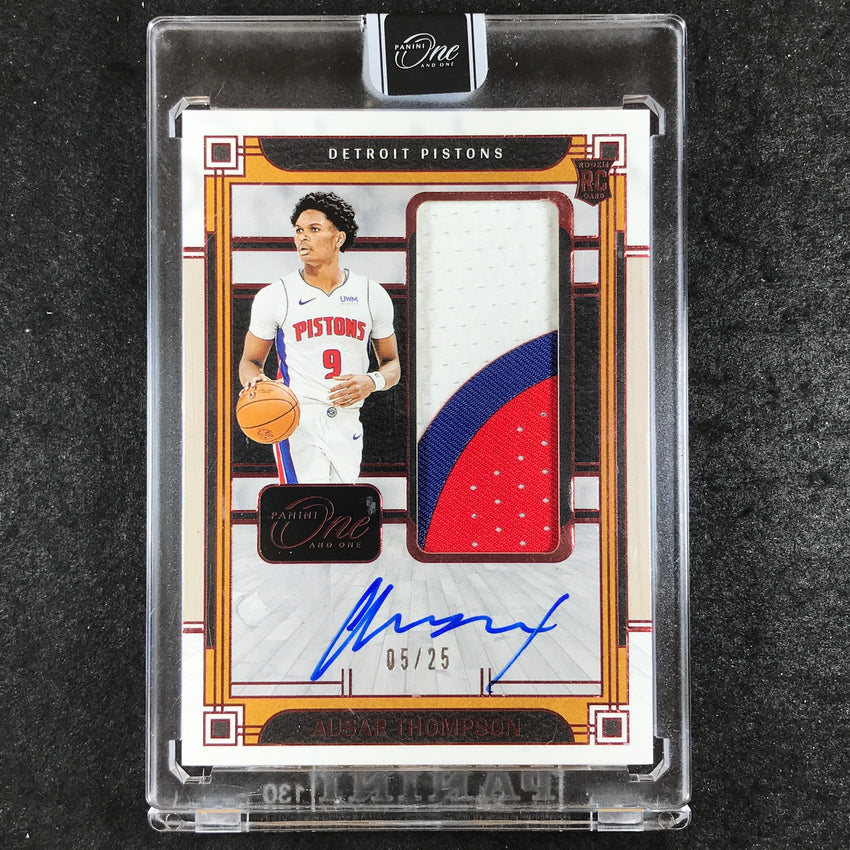 2023-24 One and One AUSAR THOMPSON Rookie Jumbo Patch Relic Auto Red 5/25