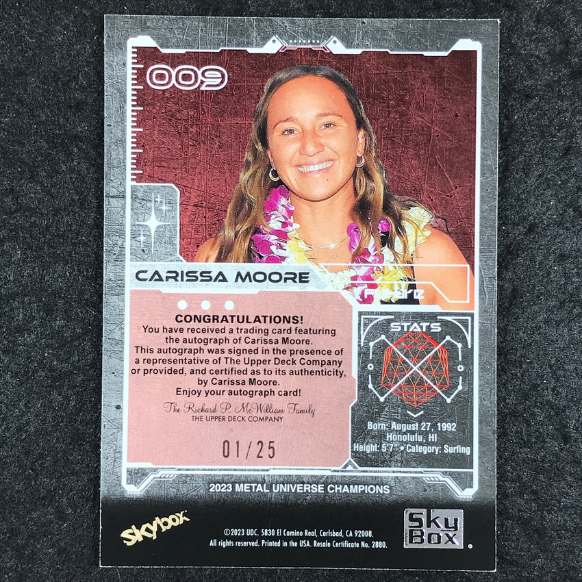 2023 Metal Universe Champions CARISSA MOORE Base Auto Gold 1/25