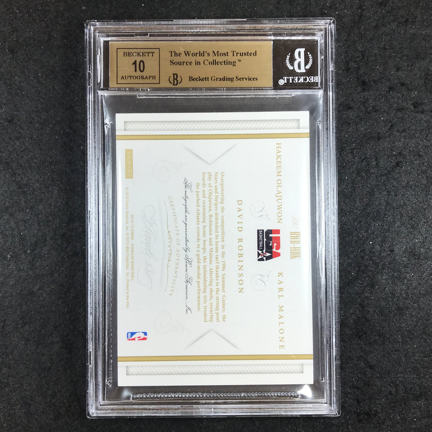 2014-15 Flawless Olajuwon Robinson Malone Usa Triple Auto 2/10 BGS 9.5/10