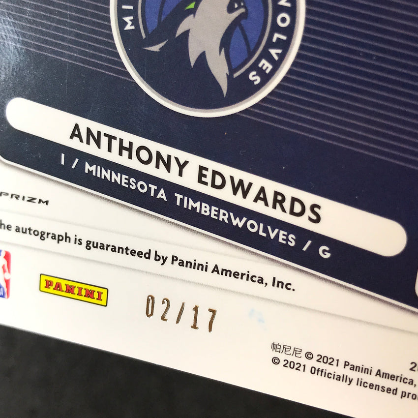 2020-21 Donruss Optic Anthony Edwards Signature Series Rookie Auto Pulsar 2/17