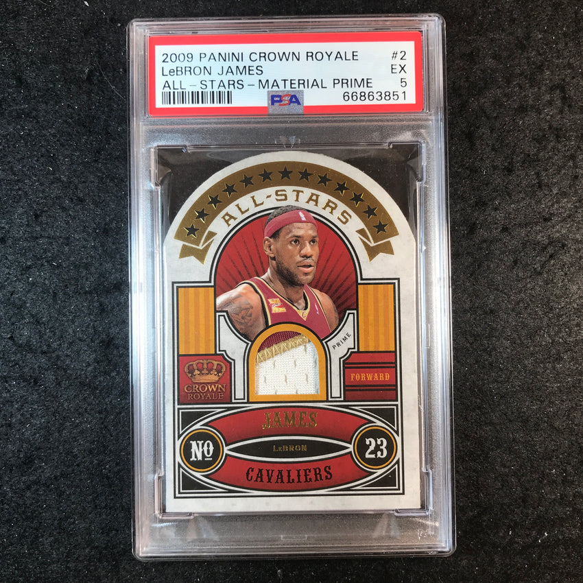2009-10 Crown Royale Lebron James All-star Material Jersey Patch Prime 3/5 PSA 5