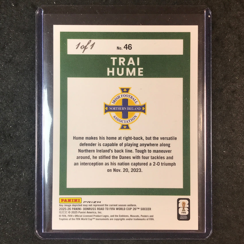 2025-26 Donruss Road to World Cup TRAI HUME Rookie Optic Black Pandora 1/1 #46