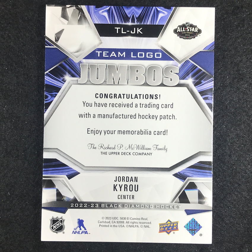 2022-23 Black Diamond Nhl Jordan Kyrou Team Logo Jumbo Manufactured Relic No Jk