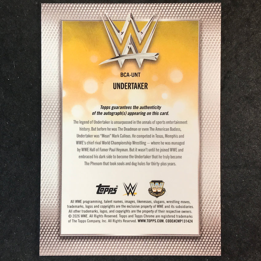 2026 Topps Chrome WWE UNDERTAKER Chrome Autographs Red Geometric 1/5