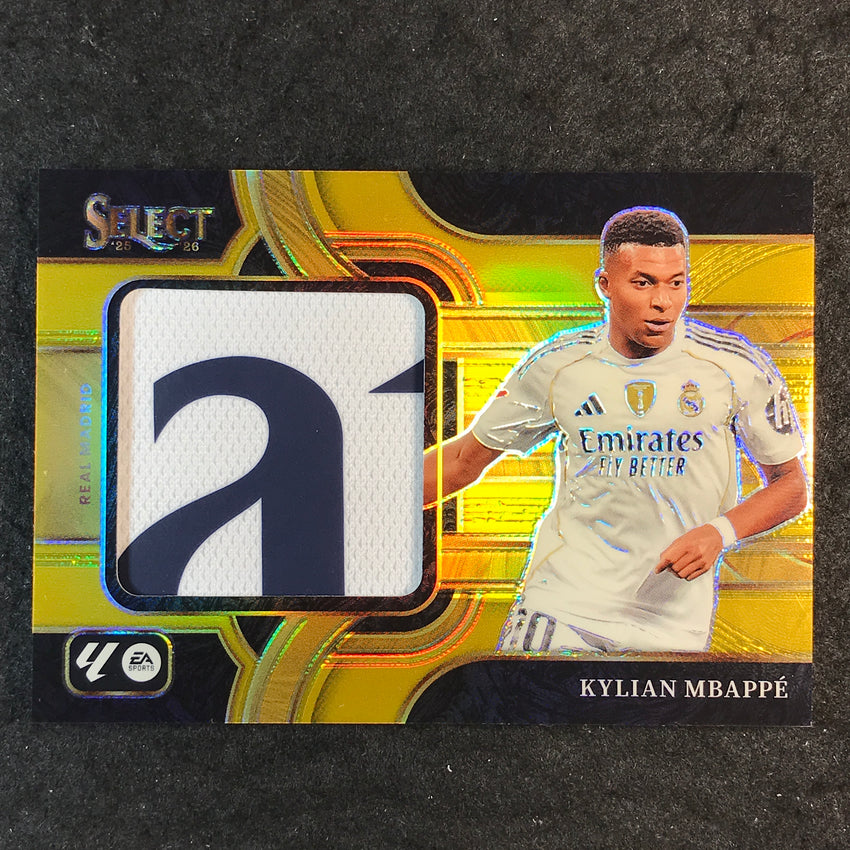 2025-26 Select La Liga KYLIAN MBAPPE Jumbo Swatches Patch Gold 10/10