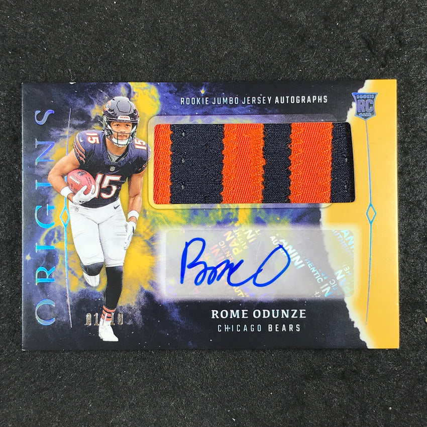 2024 Origins Football ROME ODUNZE Rookie Jumbo Jersey Patch Auto Gold 1/10
