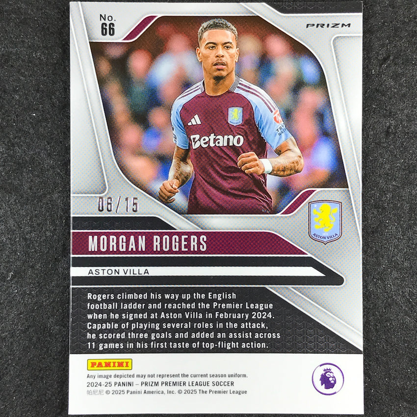 2024-25 Prizm EPL MORGAN ROGERS Choice Zebra 6/15 #66