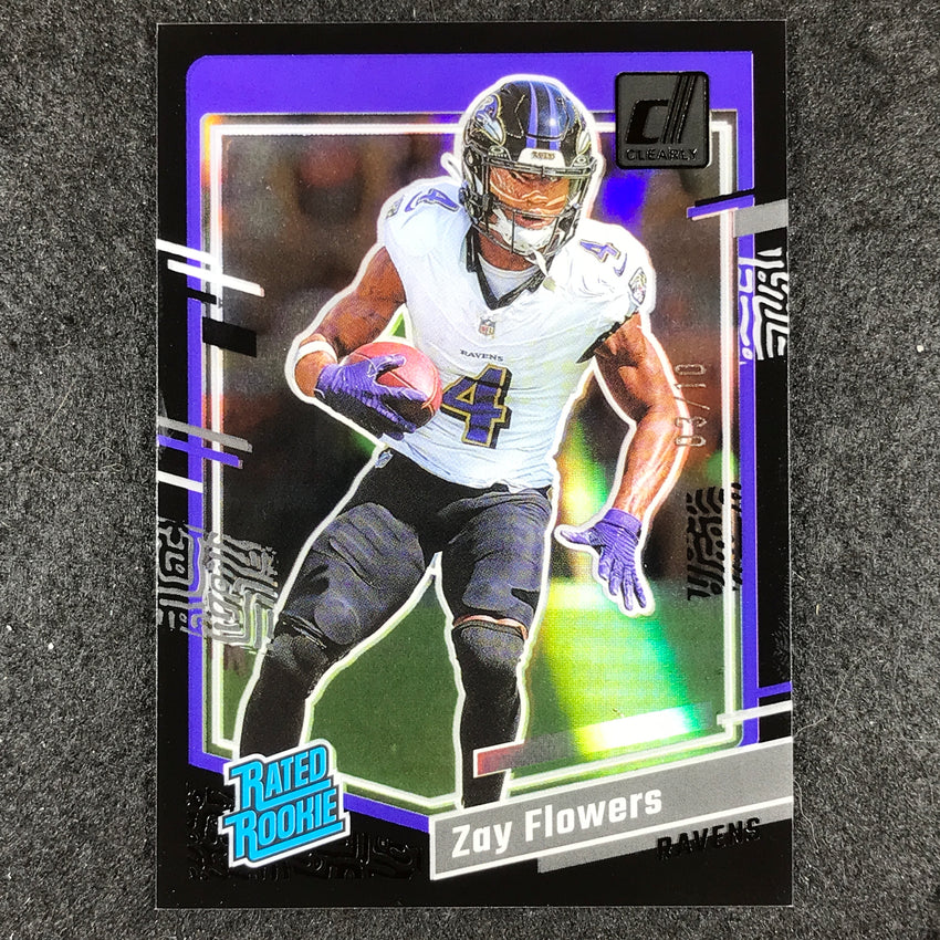 2023 Clearly Donruss Football ZAY FLOWERS Rated Rookie Black 3/10