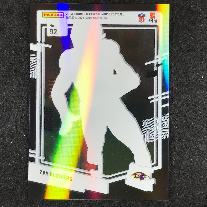 2023 Clearly Donruss Football ZAY FLOWERS Rated Rookie Black 3/10