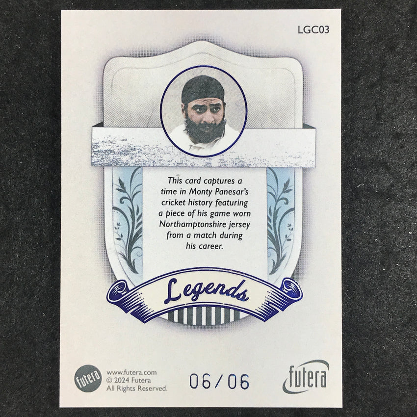 2024 Futera Vintage Cricket MONTY PANESAR Legends Memorabilia Relic Blue 6/6