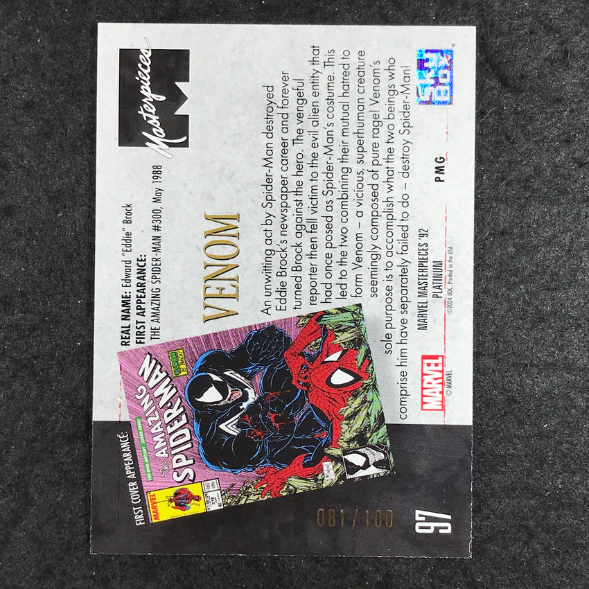 2024 Marvel Masterpieces '92 Platinum VENOM Precious Metal Gems Red 81/100 #97