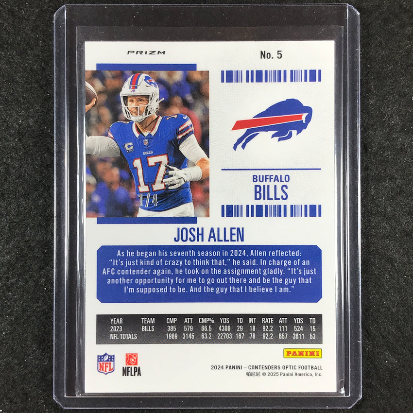2024 Contenders Optic Football JOSH ALLEN Season Ticket Neon Marble 1/4 #5
