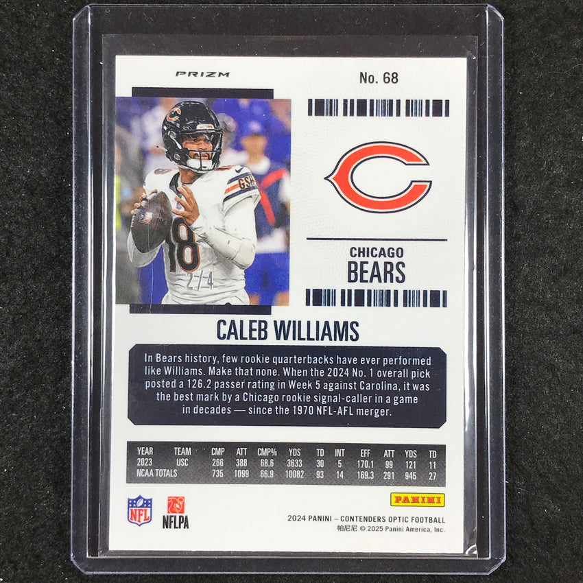 2024 Contenders Optic Football CALEB WILLIAMS Rookie Ticket Neon Marble 2/4 #68