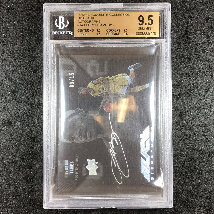 2012-13 Exquisite Collection Lebron James Ud Black Auto 3/15 BGS 9.5/10
