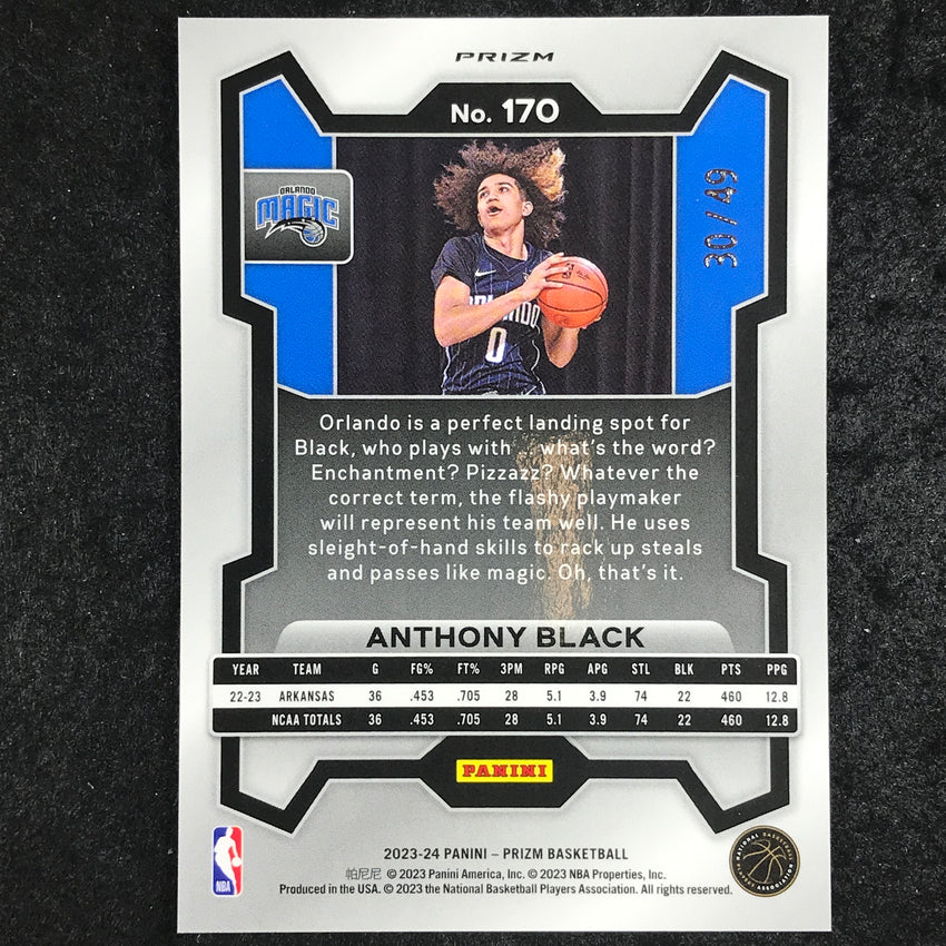 2023-24 Prizm Anthony Black Rookie Base Orange 30/49 #170