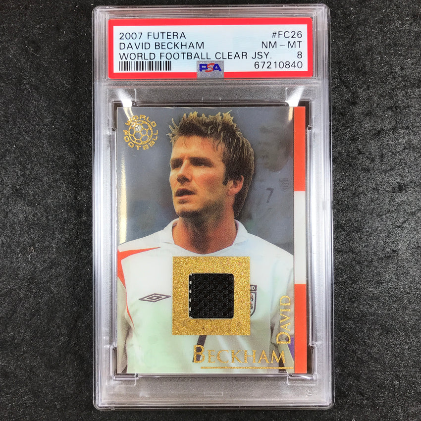 2007-08 Futera David Beckham World Football Clear Jersey 145/250 Psa 8 840