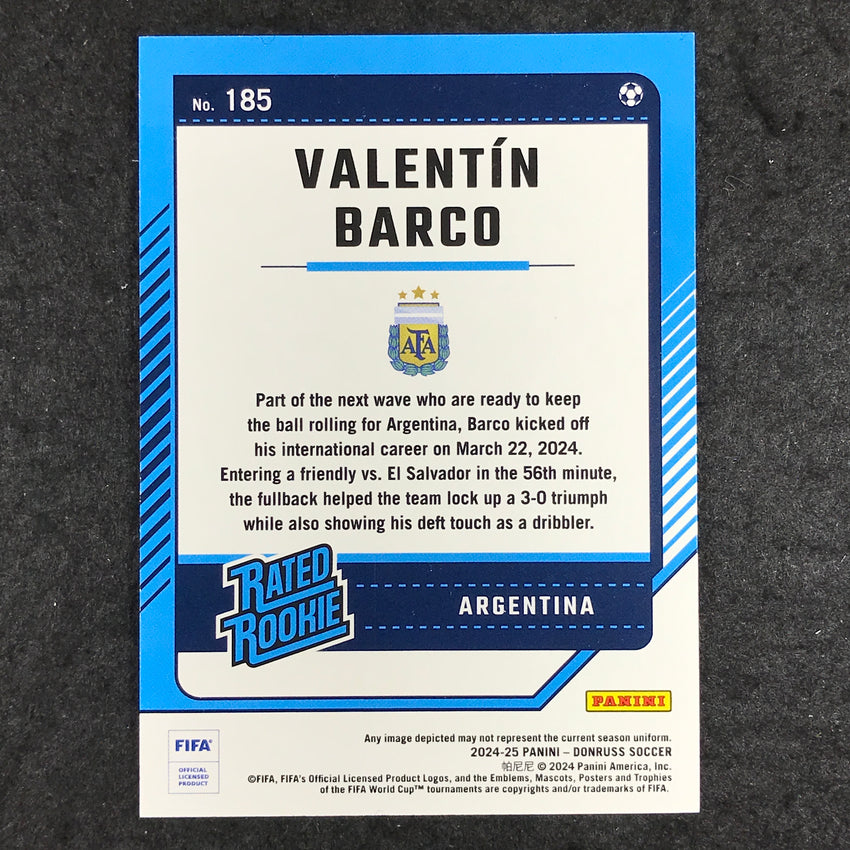 2024-25 Donruss Soccer VALENTIN BARCO Rated Rookie Gold 5/10 #185