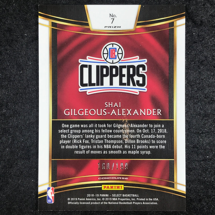 2018-19 Select Shai Gilgeous-alexander Red Prizm Rookie 160/199