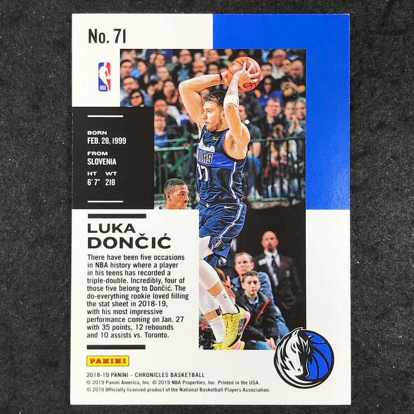 2018-19 Chronicles Luka Doncic Rookie Blue 2/99