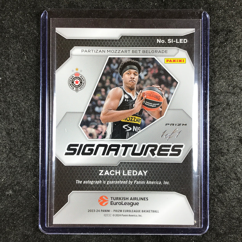 2023-24 Prizm EuroLeague ZACH LEDAY Signatures Auto Black Prizm 1/1 #LED