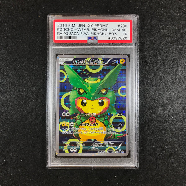 JAPANESE PSA 10 Poncho-Wearing Pikachu (GREEN RAYQUAZA) - 230/XY-P