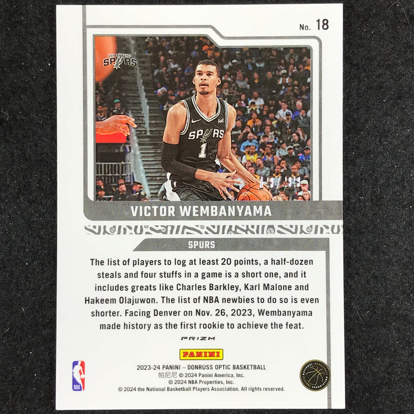 2023-24 Donruss Optic VICTOR WEMBANYAMA Elite Dominators Rookie Red 19/99