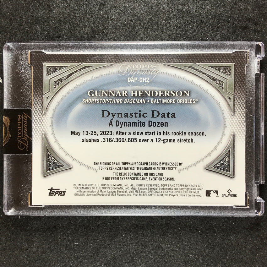 2023 Topps Dynasty MLB GUNNAR HENDERSON Dynasty Rookie Patch Auto Silver 5/5