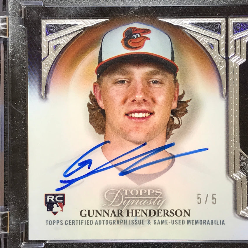 2023 Topps Dynasty MLB GUNNAR HENDERSON Dynasty Rookie Patch Auto Silver 5/5