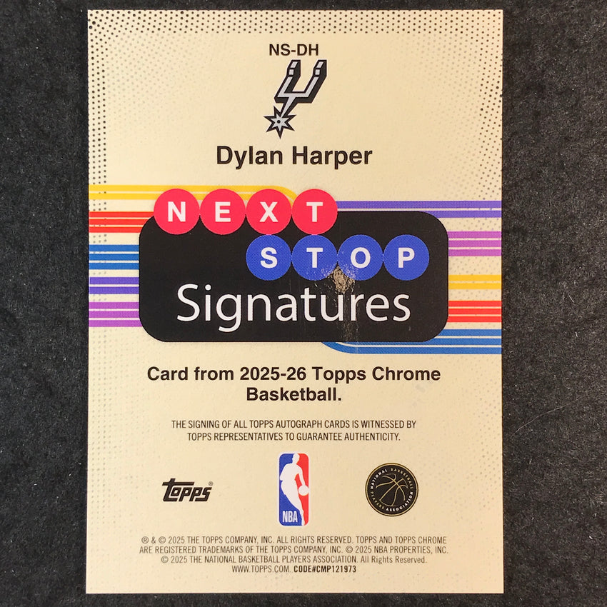2025-26 Topps Chrome DYLAN HARPER Next Stop Signatures Rookie Auto Black 5/10