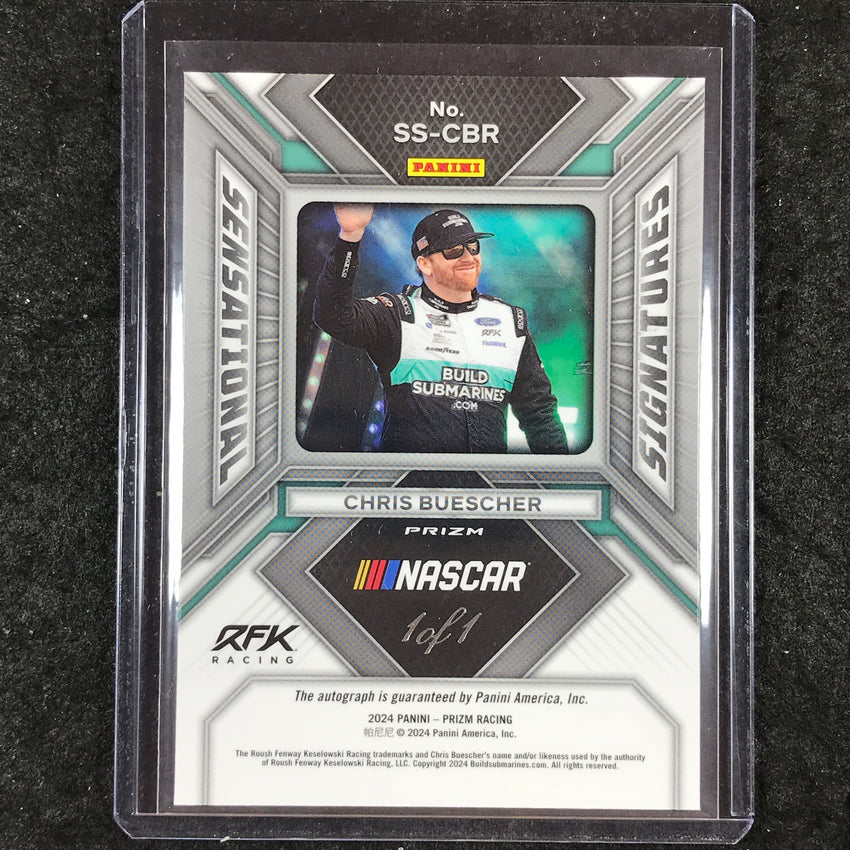 2024 Prizm NASCAR Racing CHRIS BUESCHER Sensational Signatures Auto Sparkle 1/1