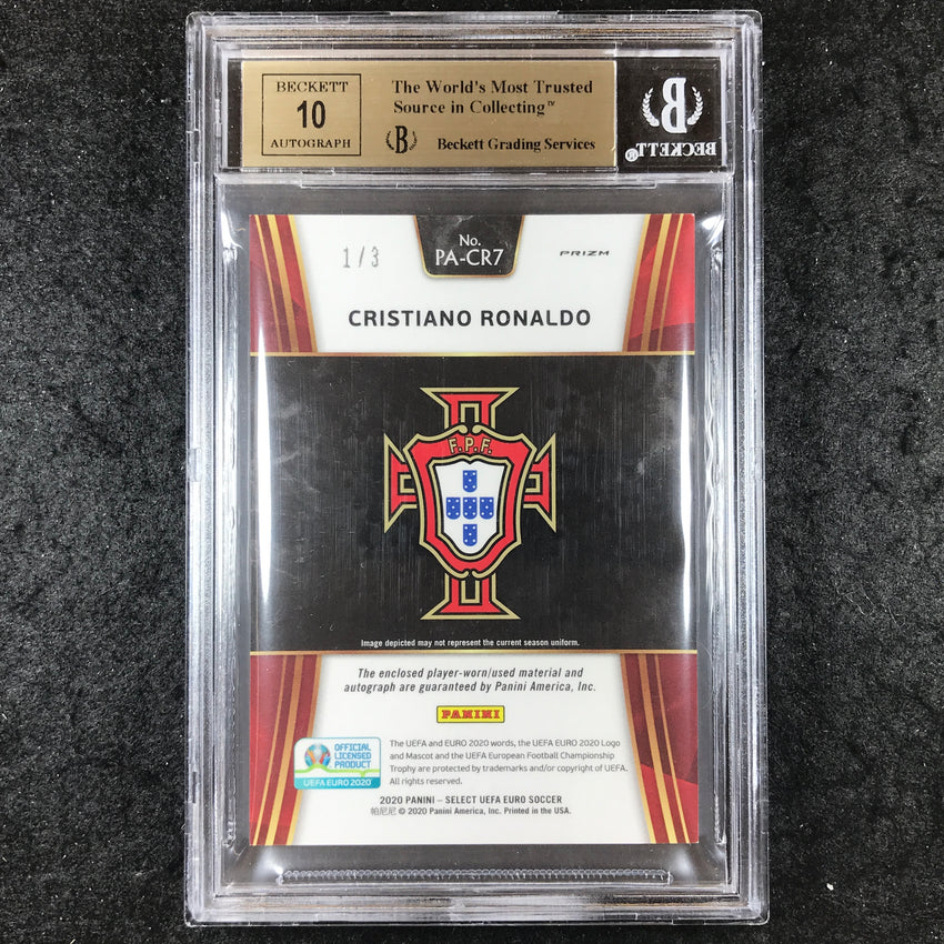 2020 Select Uefa Euro Cristiano Ronaldo Patch Auto Prizm Tie Dye 1/3 Bgs 9.5/10