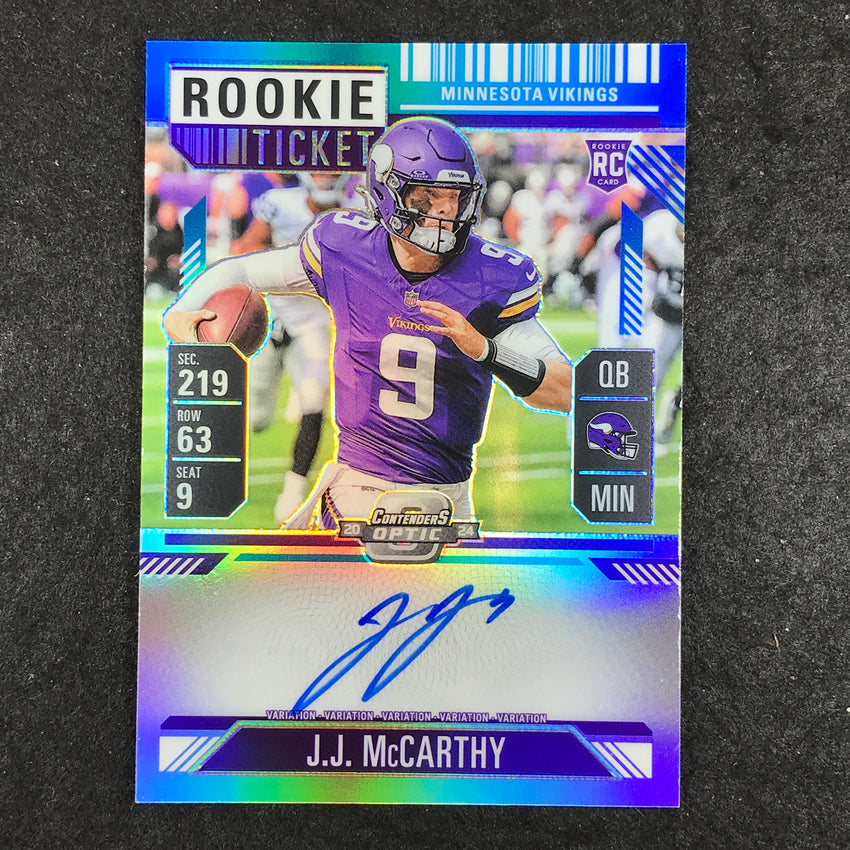2024 Contenders Optic J.J. MCCARTHY RPS Rookie Ticket Auto Variation Teal 53/75