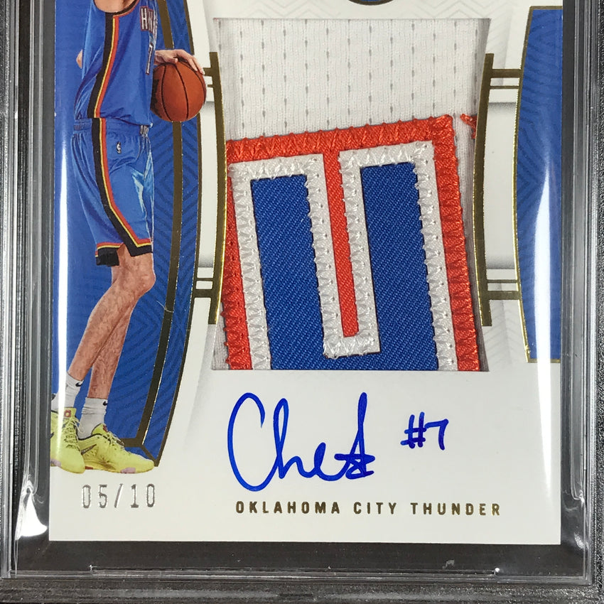 2022-23 National Treasures Chet Holmgren Rookie Patch Auto Gold 5/10 BGS 8.5/10