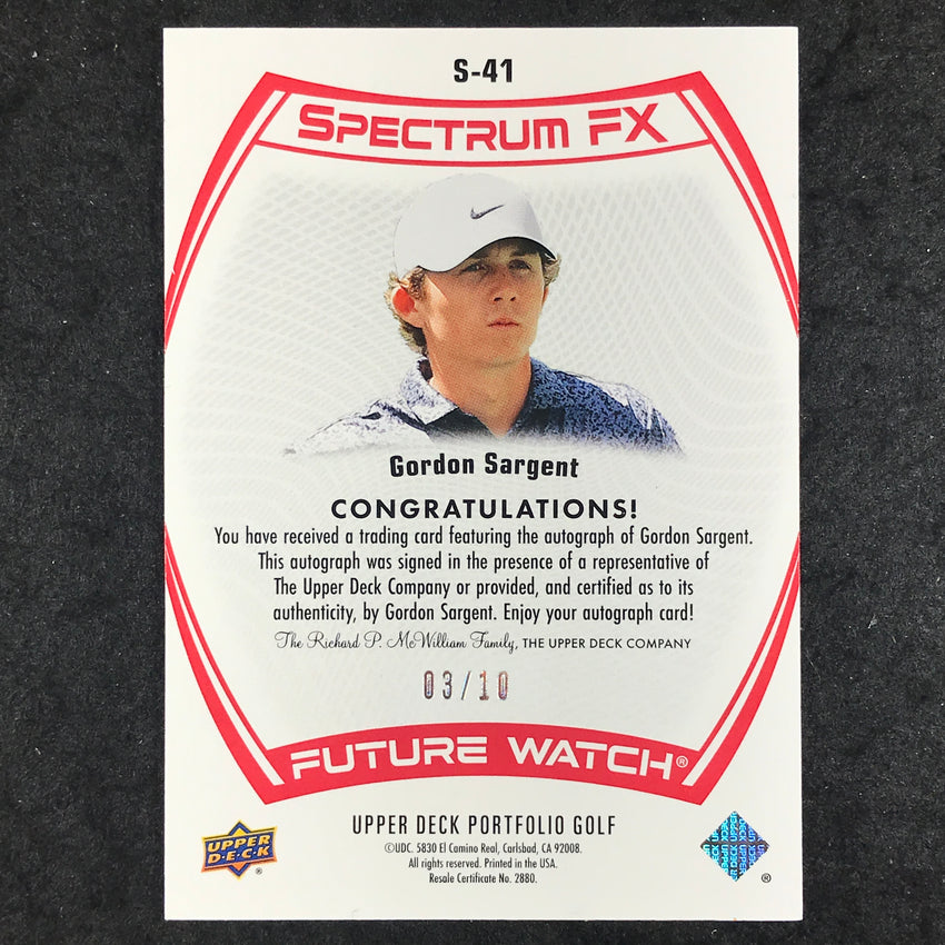 2024 Portfolio Golf GORDON SARGENT SP Authentic Spectrum FX Red Auto 3/10