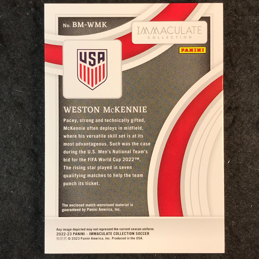 2022-23 Immaculate Weston Mckennie Boot Memorabilia Patch Sapphire 5/10