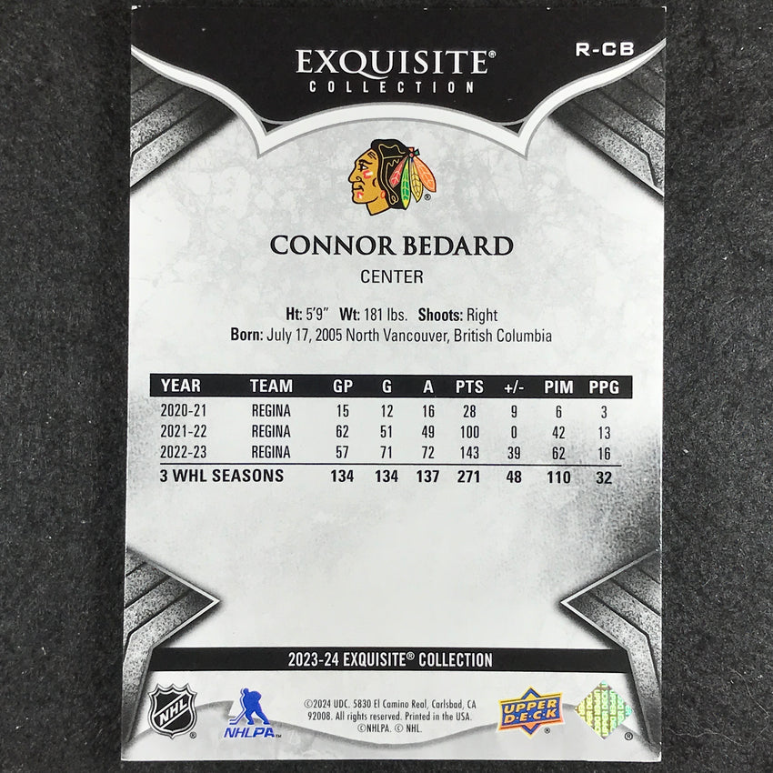 2023-24 Black Diamond NHL CONNOR BEDARD Exquisite Collection Rookie 206/399