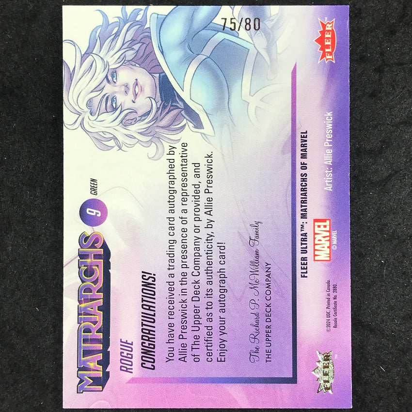 2024 Matriarchs of Marvel ROGUE ALLIE PRESWICK Green Foil Auto 75/80 #9