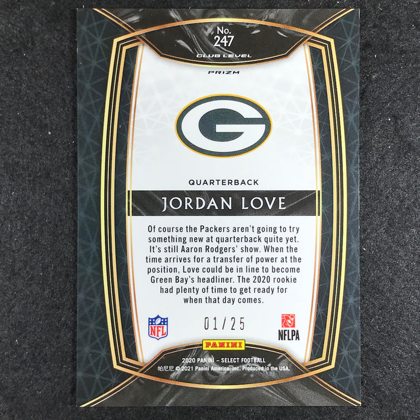 2020 Select Jordan Love Rookie Club Level Blue Disco 1/25