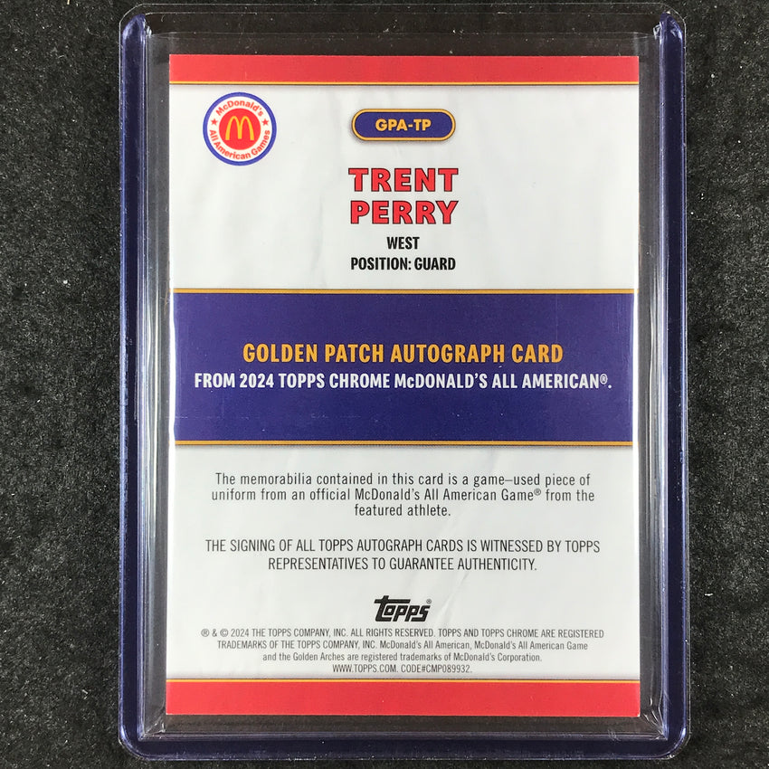 2024 Topps Chrome McDonald's All American TRENT PERRY Gold Adidas Patch Auto 1/1