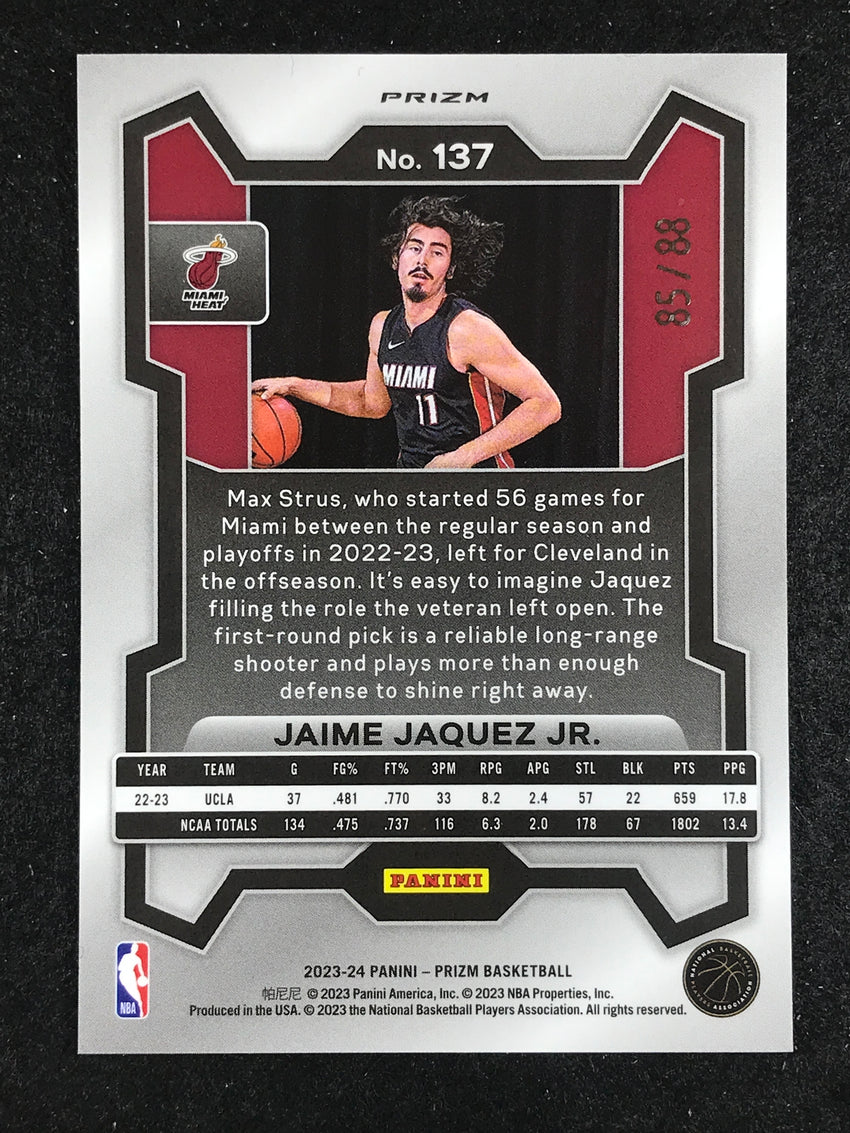 2023-24 Prizm Jaime Jaquez Jr. Rookie Choice Red 85/88 No 137