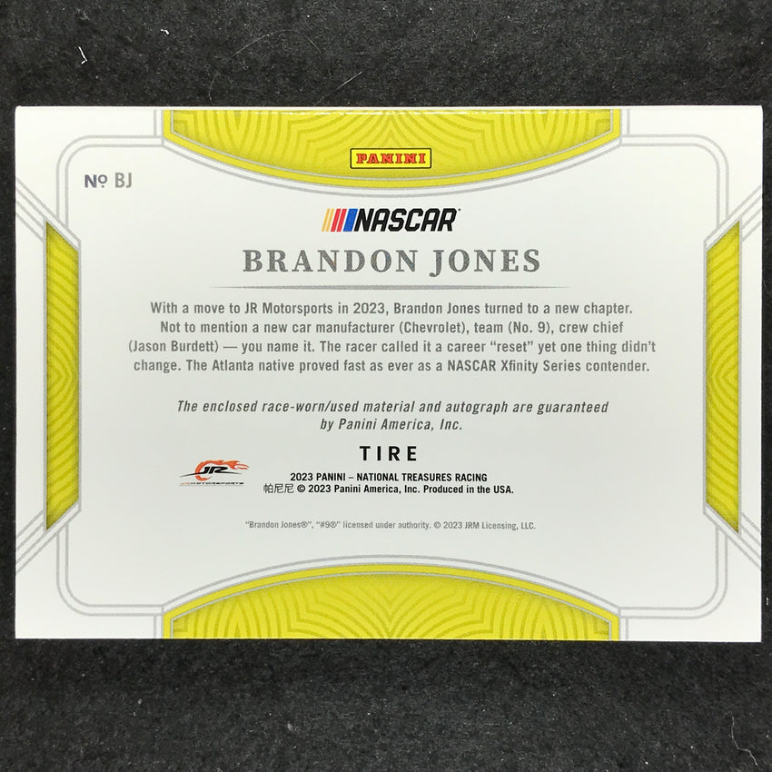 2023 National Treasures BRANDON JONES Jumbo Tire Prime Auto Booklet 1/5