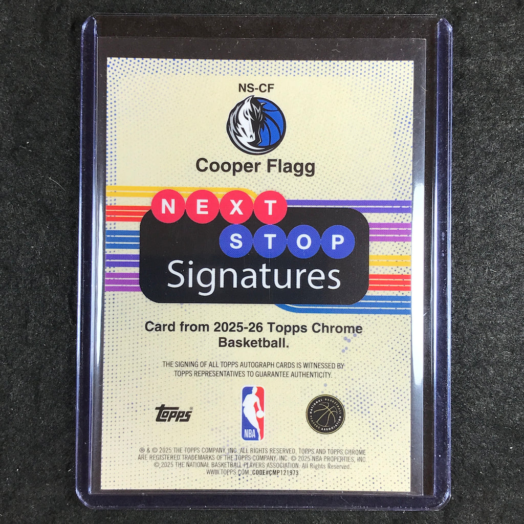 2025-26 Topps Chrome COOPER FLAGG Next Stop Signatures Rookie Auto Geo ...