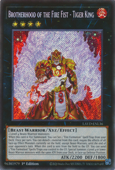 [SECRET RARE] Brotherhood of the Fire Fist - Tiger King - (LAVD-ENL36) - Secret Rare 1st Edition