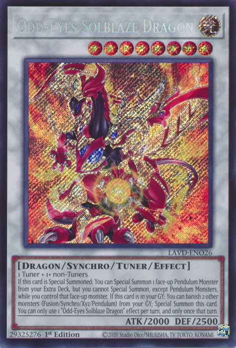 [SECRET RARE] Odd-Eyes Solblaze Dragon (Secret Rare) - (LAVD-ENO26) - Secret Rare 1st Edition